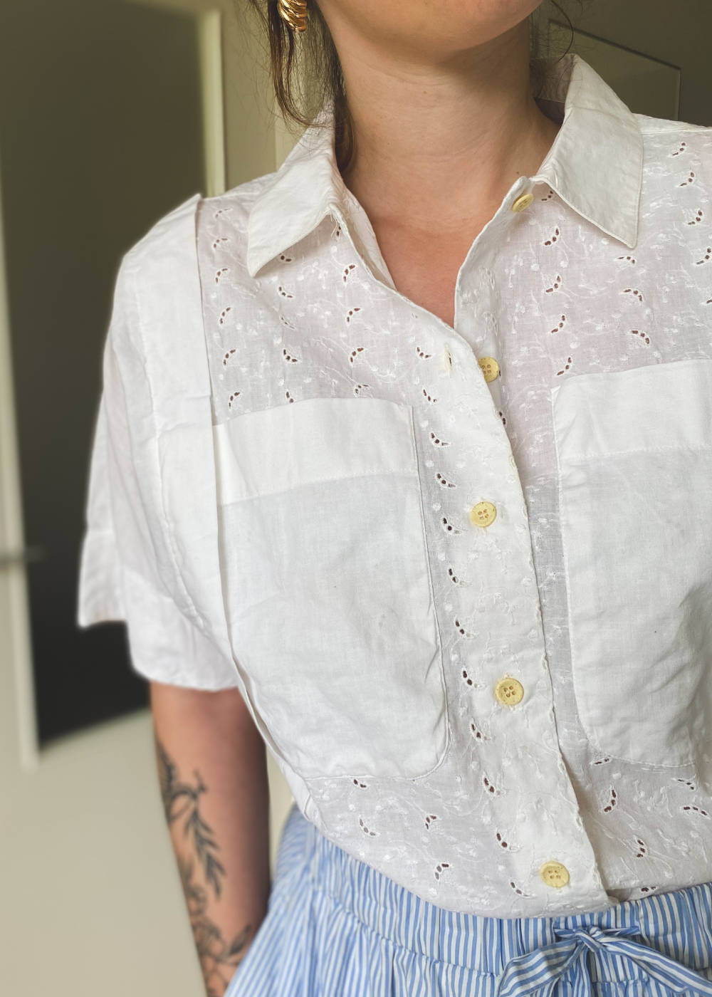 Kanten witte blouse - maat L