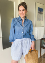 Spijkerblouse met bloemen