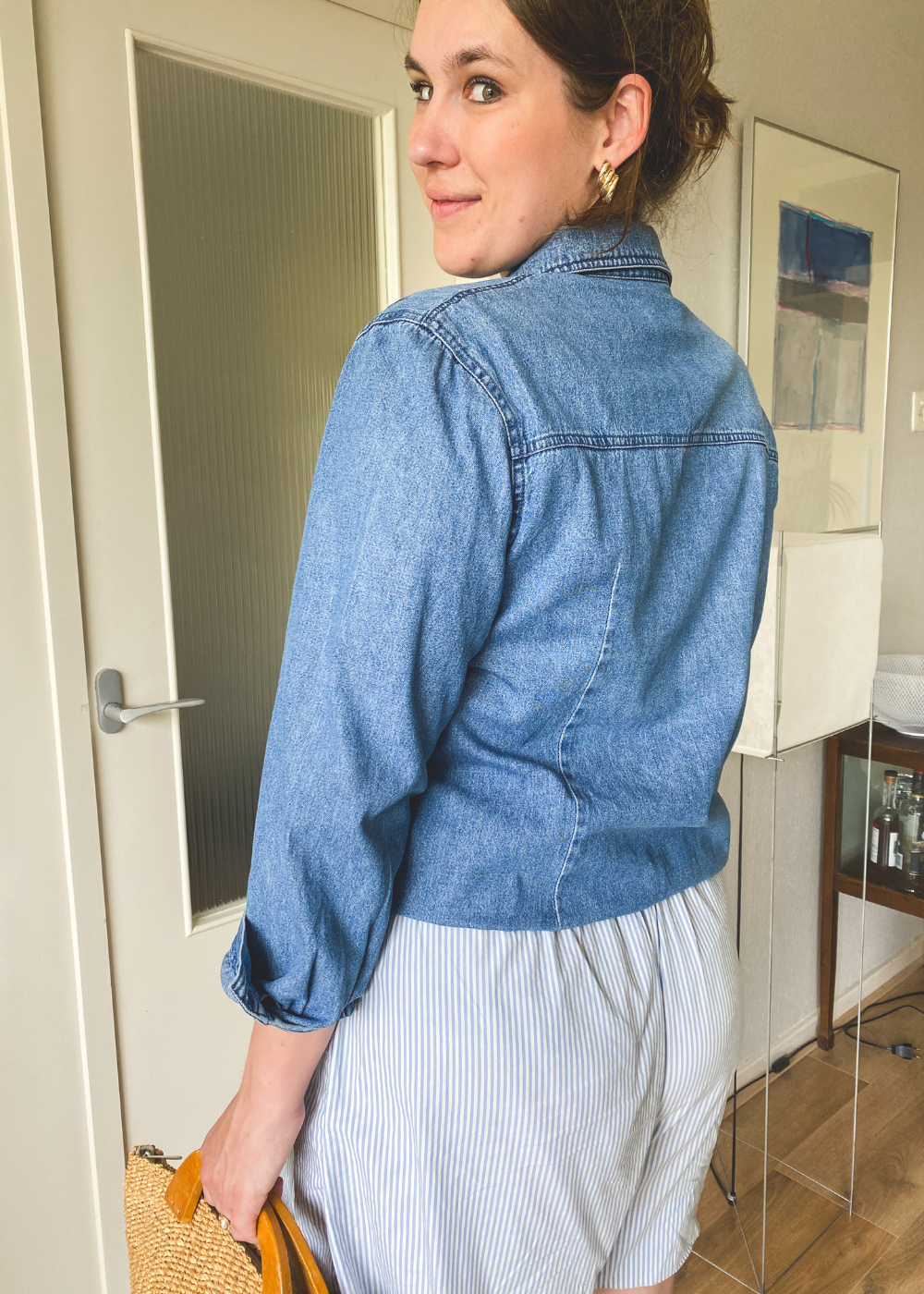 Spijkerblouse met bloemen