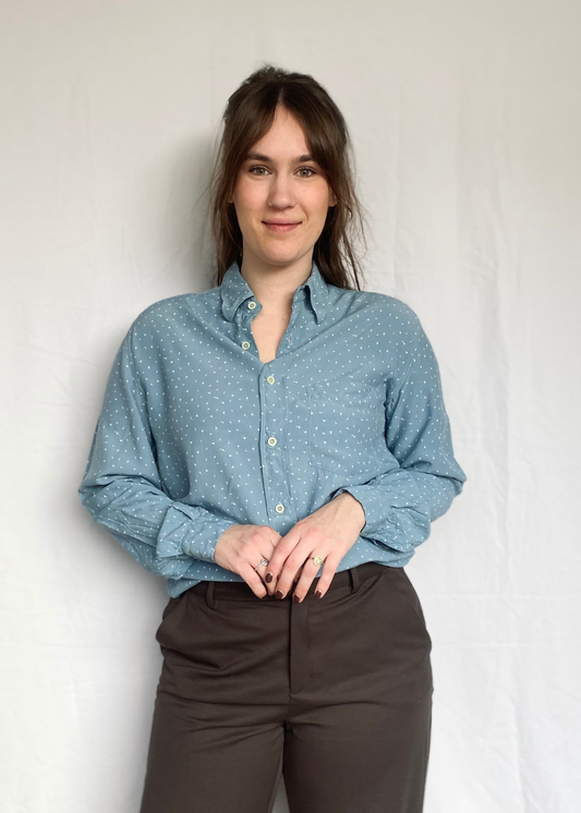 Dames lichtblauwe 100% viscose blouse - maat M/L