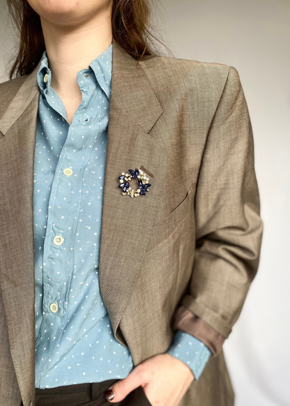 Blauw met goud broche