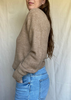 v-hals beige alpaca wollen trui - maat S/M