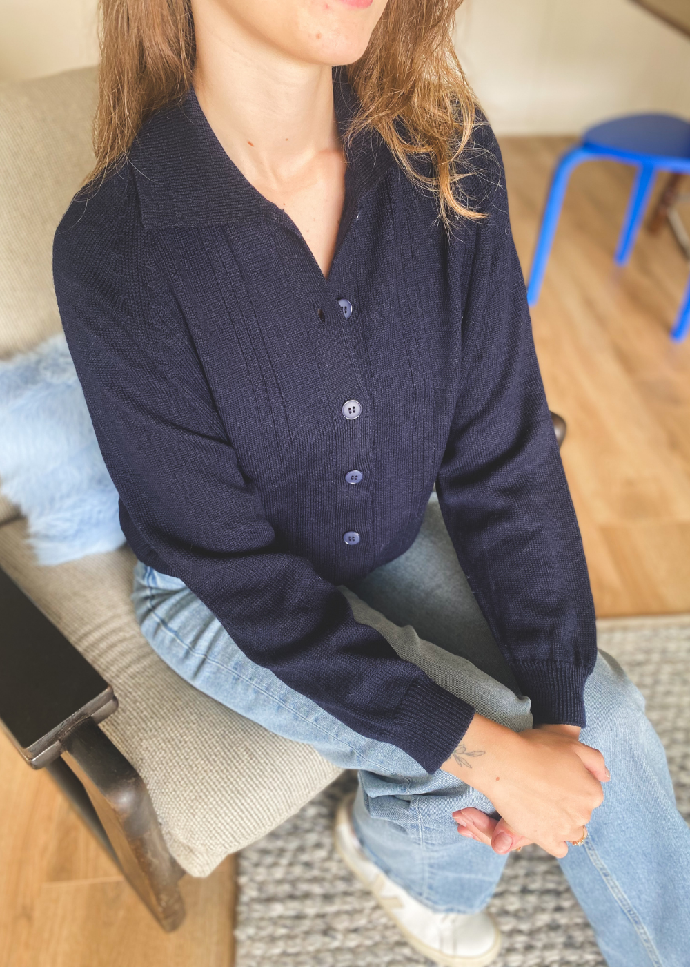 Donkerblauwe polo trui - maat S/M