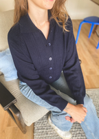 Donkerblauwe polo trui - maat S/M