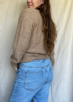 v-hals beige alpaca wollen trui - maat S/M