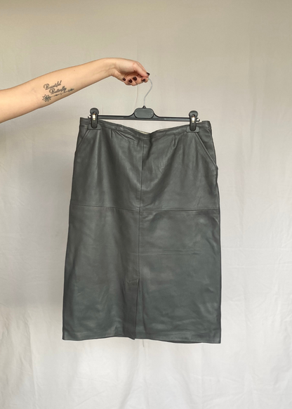 Grijs leren rok - l