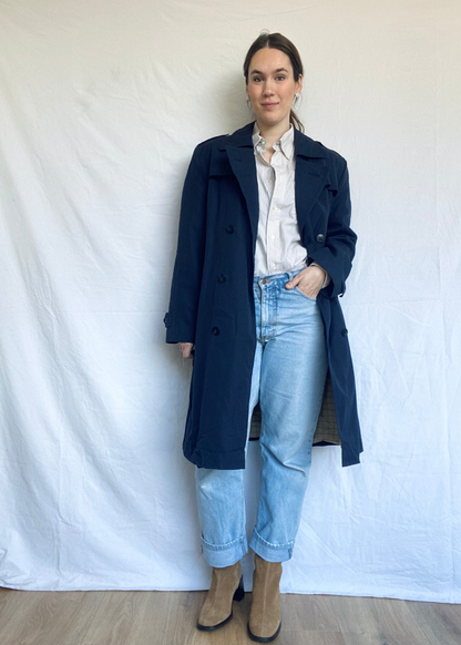 Donkerblauw trenchcoat - l
