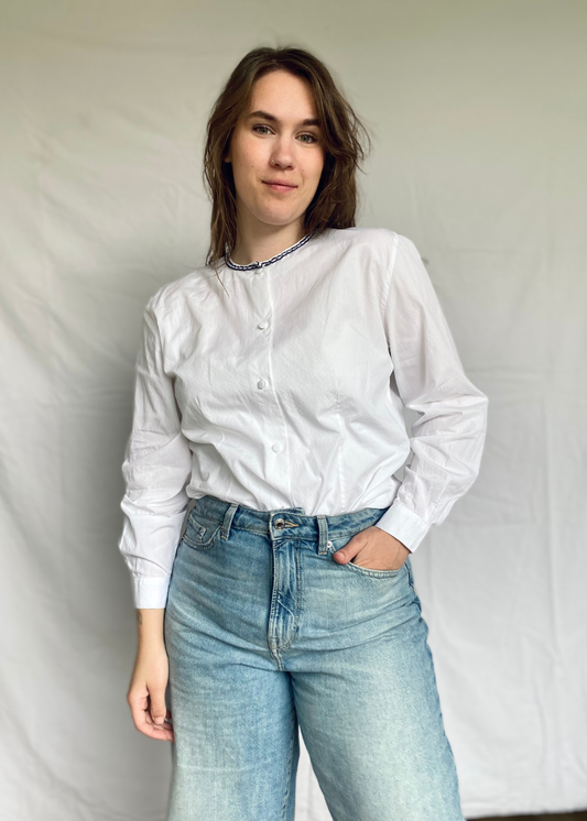 Katoenen witte dames blouse - maat M/L
