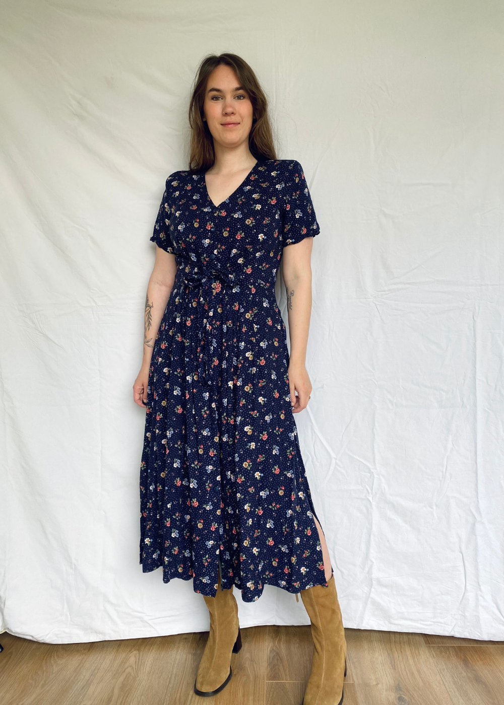 Blauwe ames jurk gemaakt van viscose - maat M/L