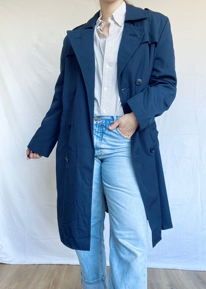 Donkerblauw trenchcoat - l