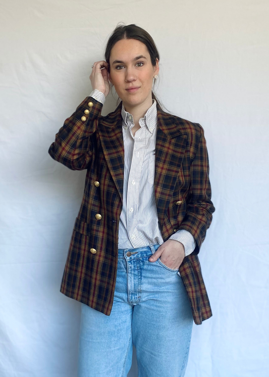 Dames geruiten double breasted blazer - maat S/M