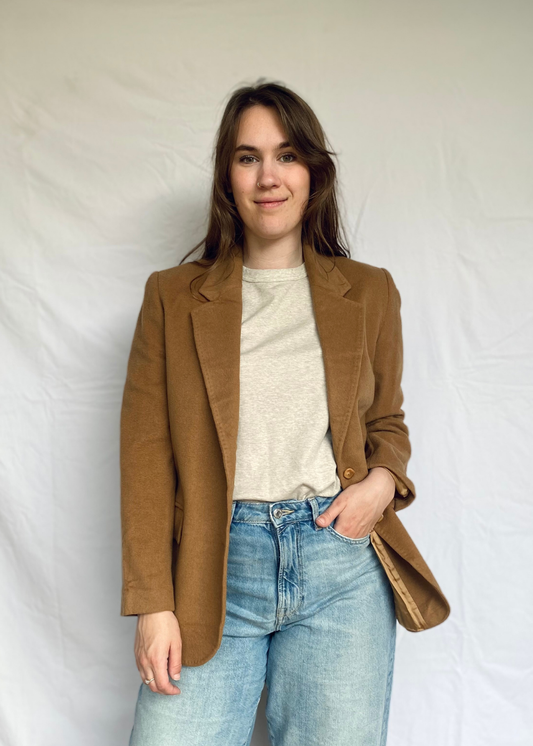 Lana wollen beige blazer - m/l