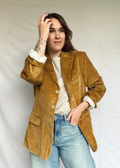 Dames camel beige ribstof blazer - maat L/XL
