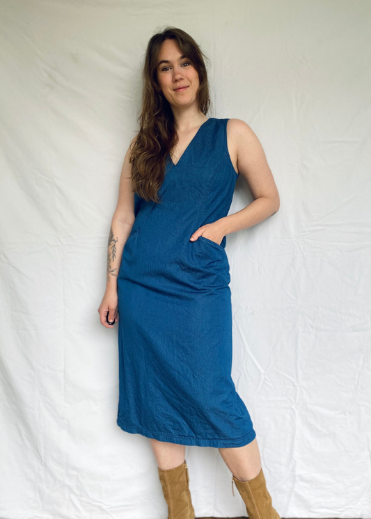 v-hals spijker jurk - m/l