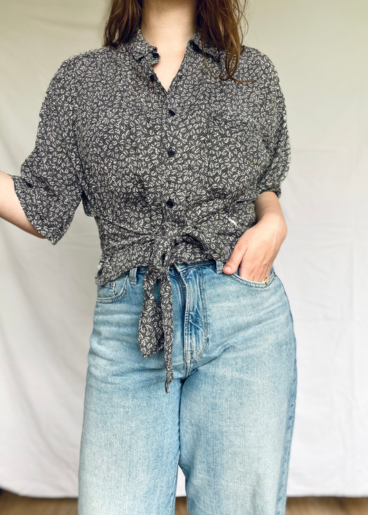 Reloved - zwart/witte blouse - m/l