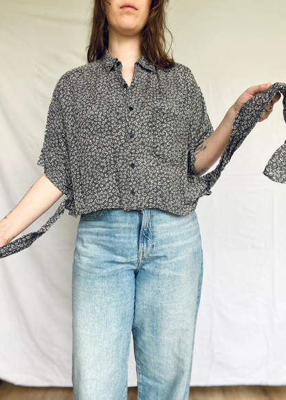 Reloved - zwart/witte blouse - m/l