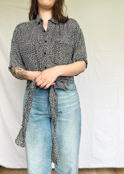 Reloved - zwart/witte blouse - m/l