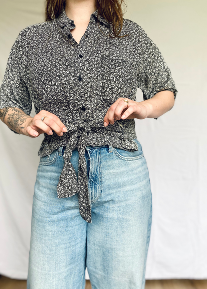 Reloved - zwart/witte blouse - m/l
