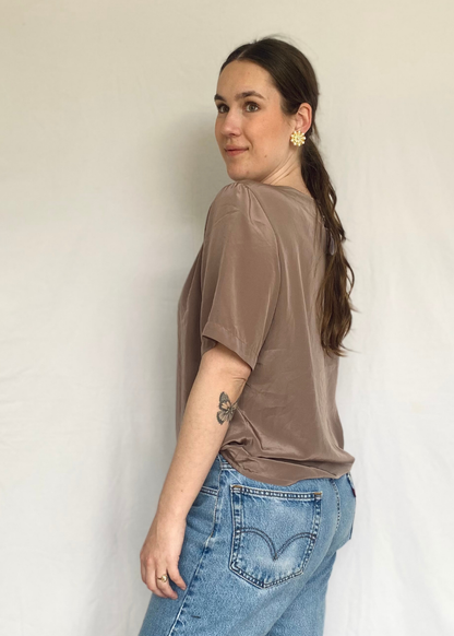 Glanzende bruine top - m/l