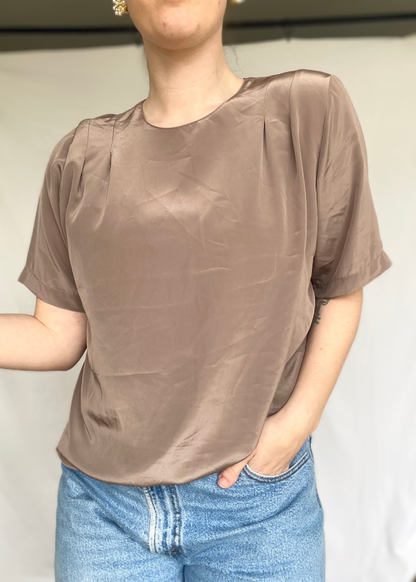 Glanzende bruine top - m/l