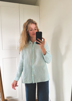 Lichtblauwe linnen blouse - maat S/M