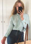 Lichtblauwe linnen blouse - maat S/M