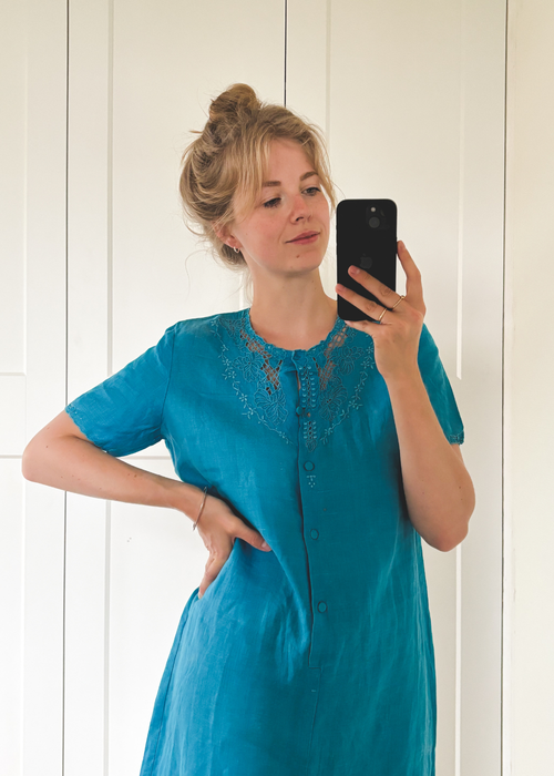 100% katoenen blauwe jurk - maat S/M