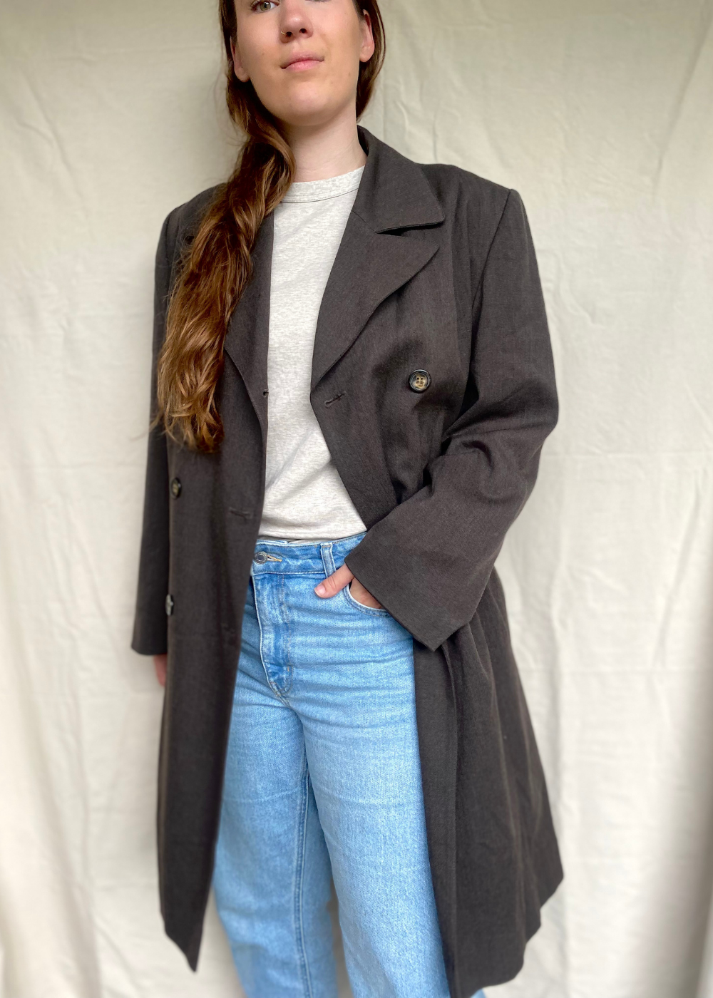 Bruine katoenen trenchcoat - maat M/L