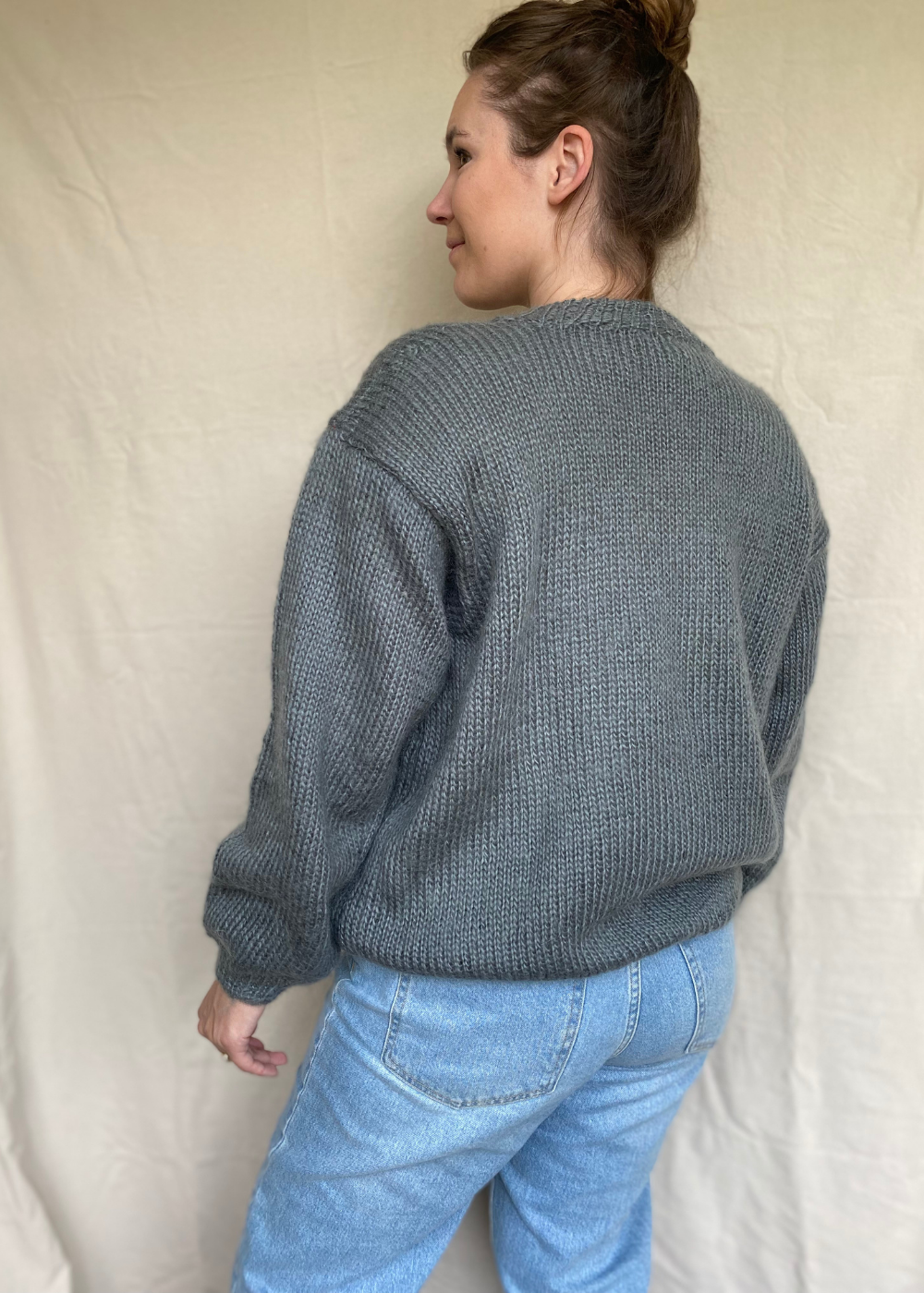 Grijze wollen dames trui - maat XL/XXL