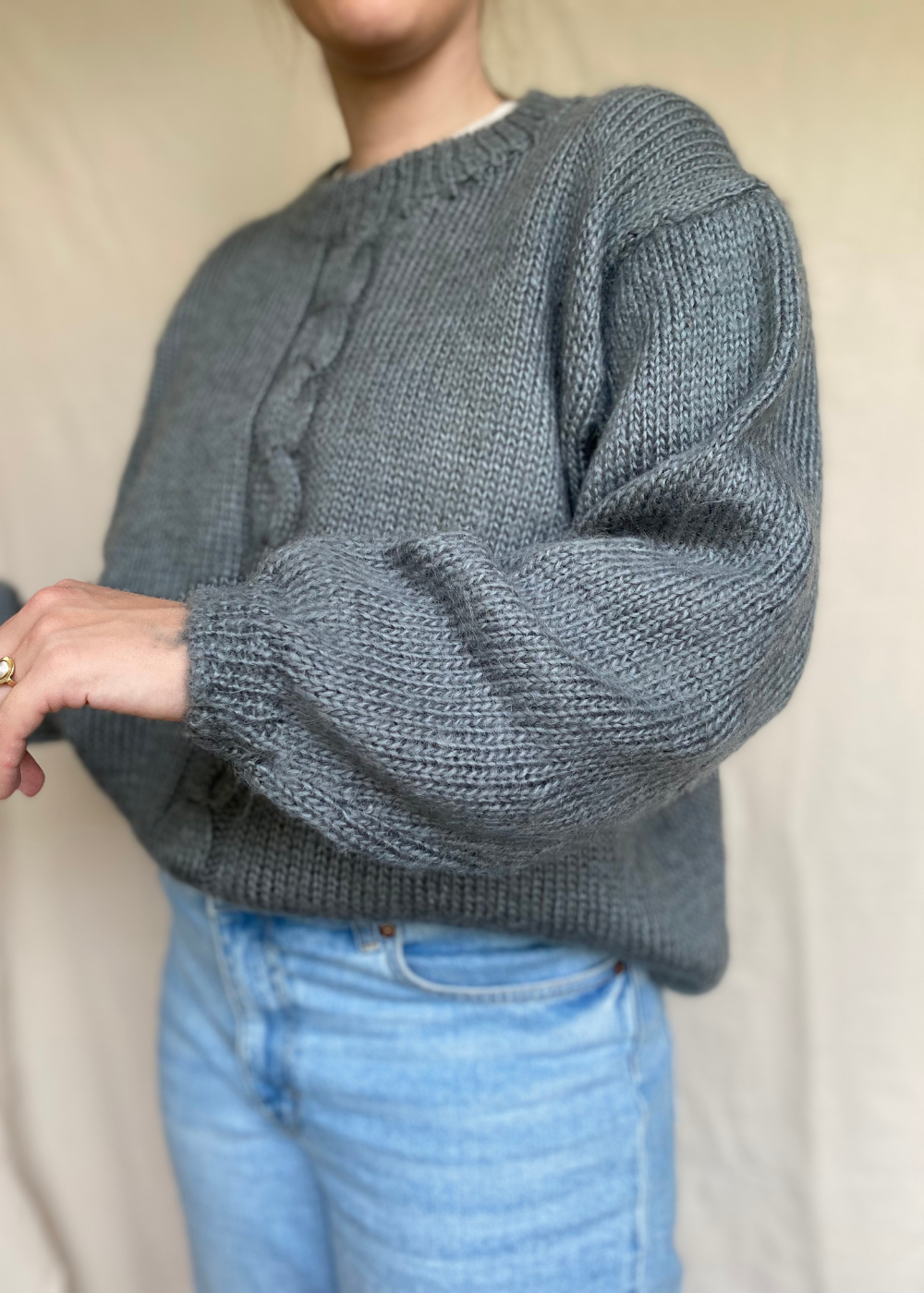 Grijze wollen dames trui - maat XL/XXL