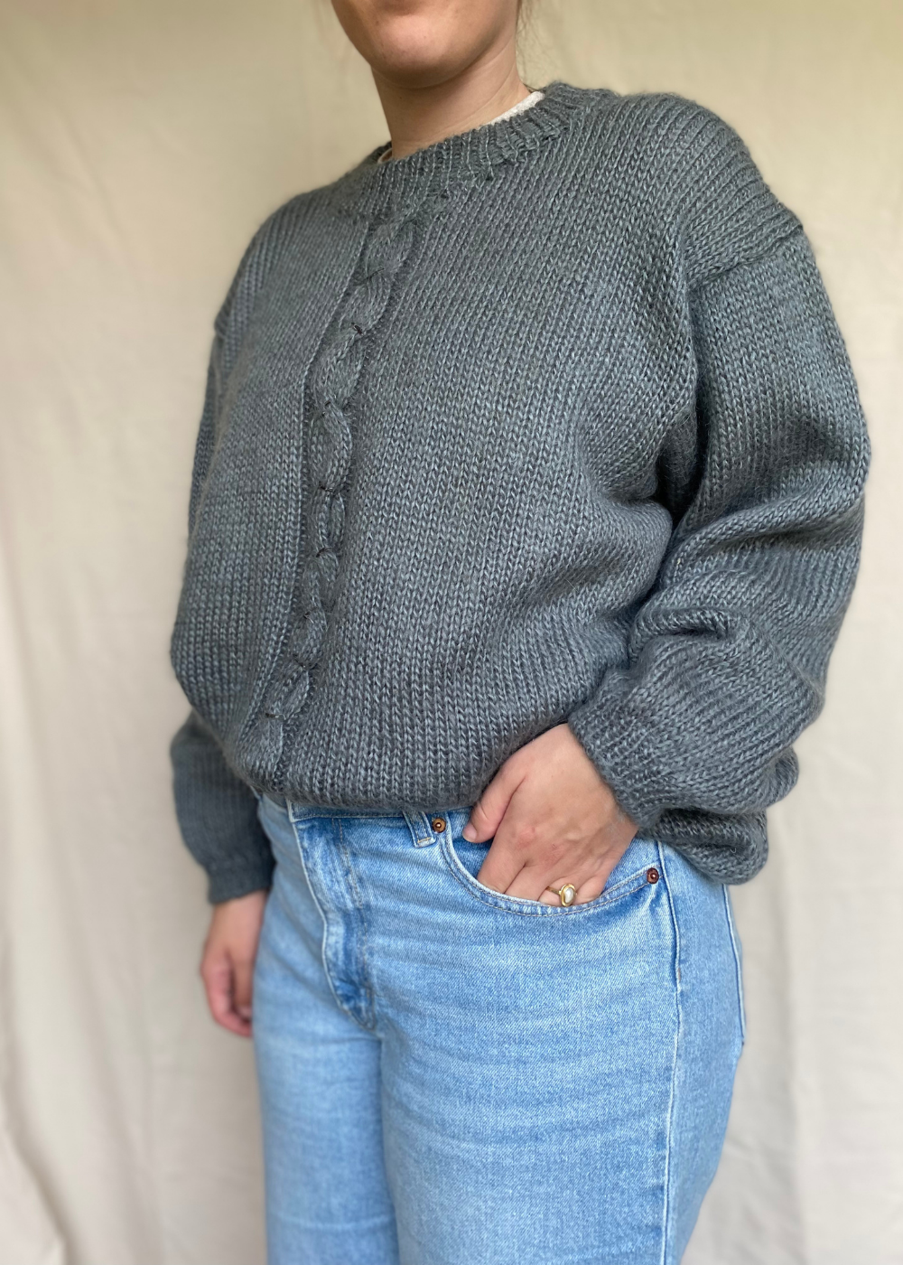 Grijze wollen dames trui - maat XL/XXL