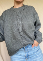 Grijze wollen dames trui - maat XL/XXL