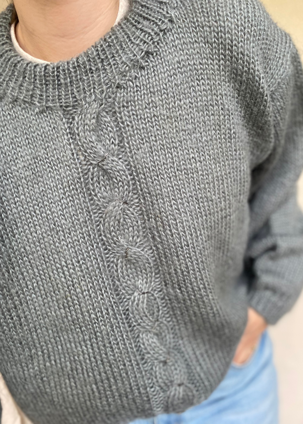 Grijze wollen dames trui - maat XL/XXL