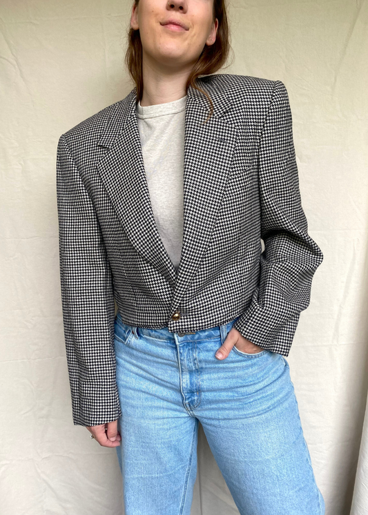 Remade - pied-de-poule zwart/wit blazer - maat L/XL