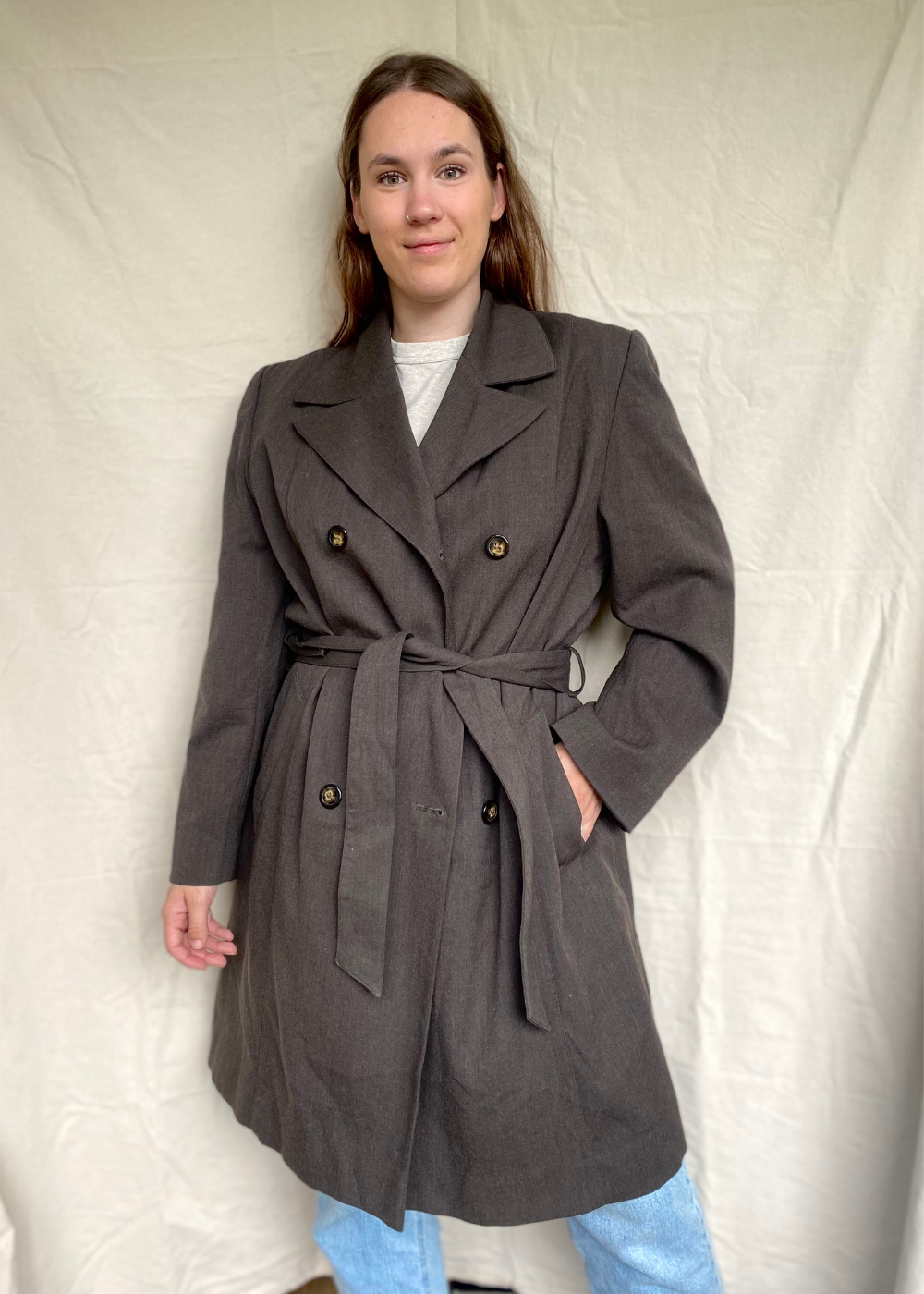 Bruine katoenen trenchcoat - maat M/L