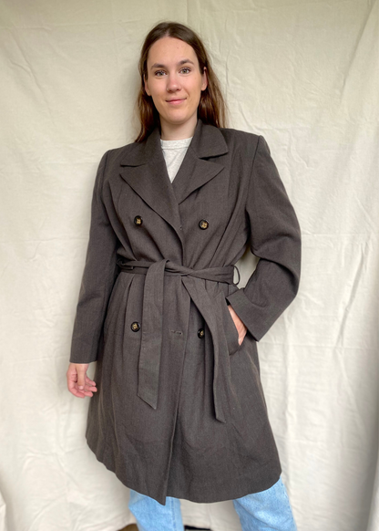 Bruine katoenen trenchcoat - maat M/L