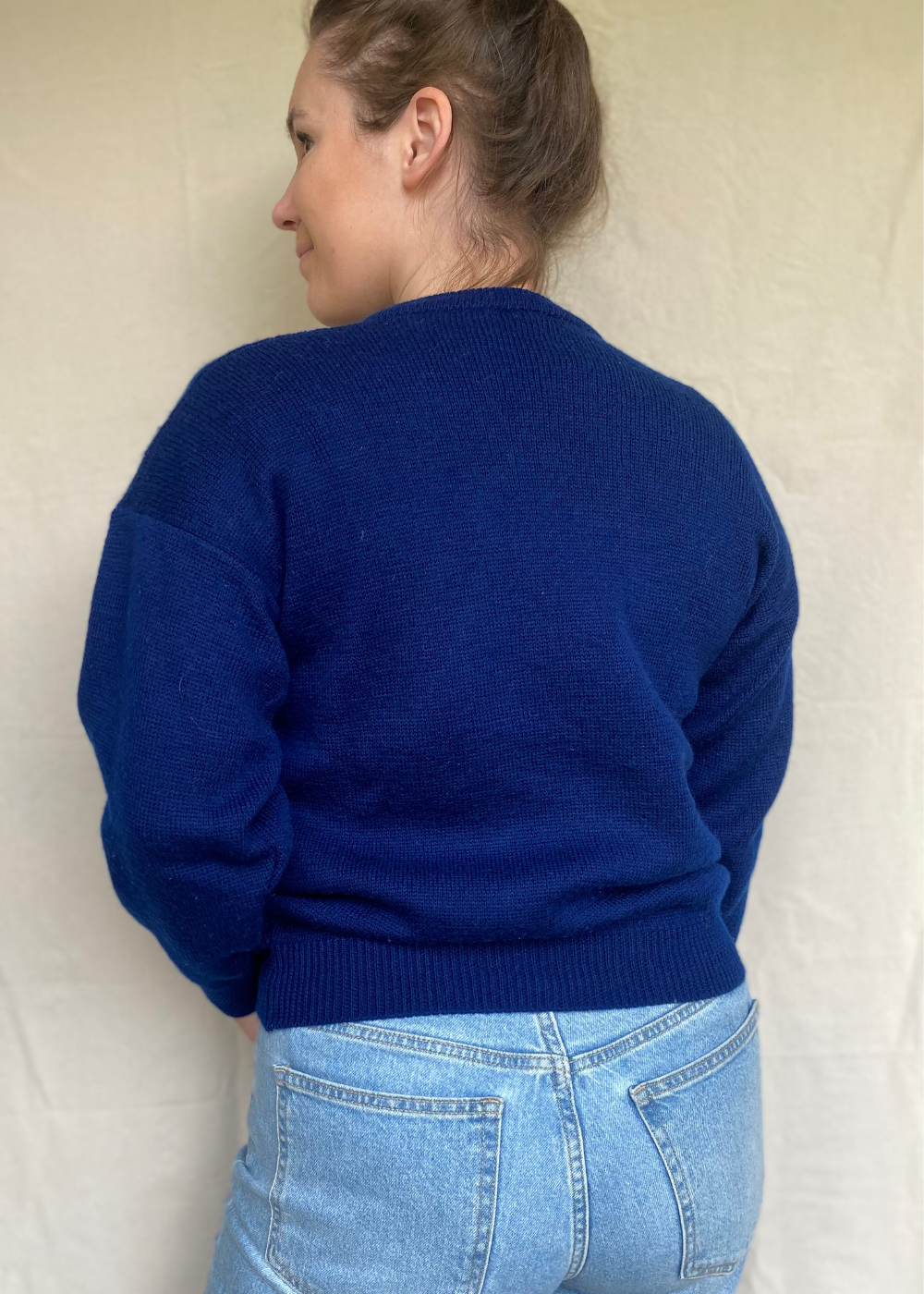 Donkerblauwe lana wollen trui - maat S/M