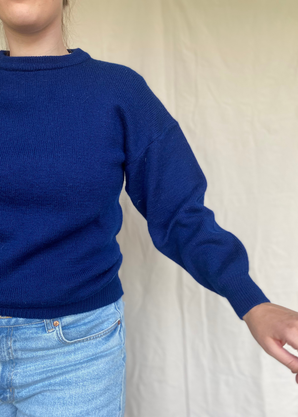 Donkerblauwe lana wollen trui - maat S/M