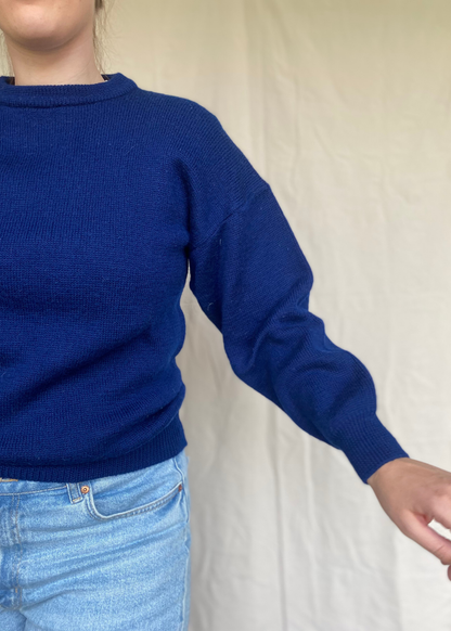 Donkerblauwe lana wollen trui - maat S/M