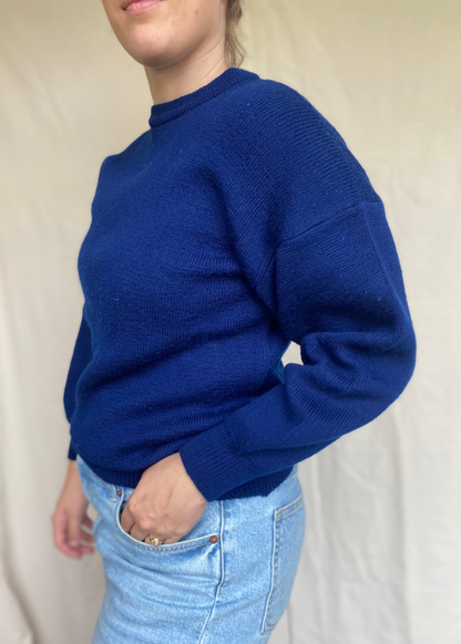 Donkerblauwe lana wollen trui - maat S/M