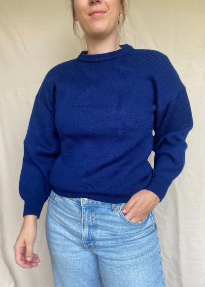 Donkerblauwe lana wollen trui - maat S/M