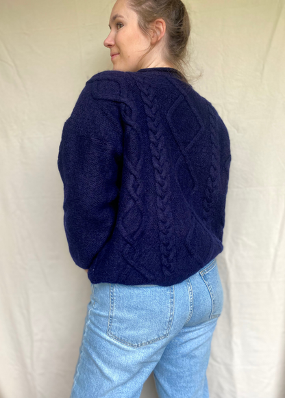 Wollen donkerblauwe dames trui - maat L/XL