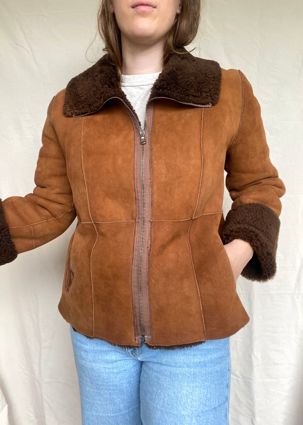 Faux fur lammy coat - maat S/M