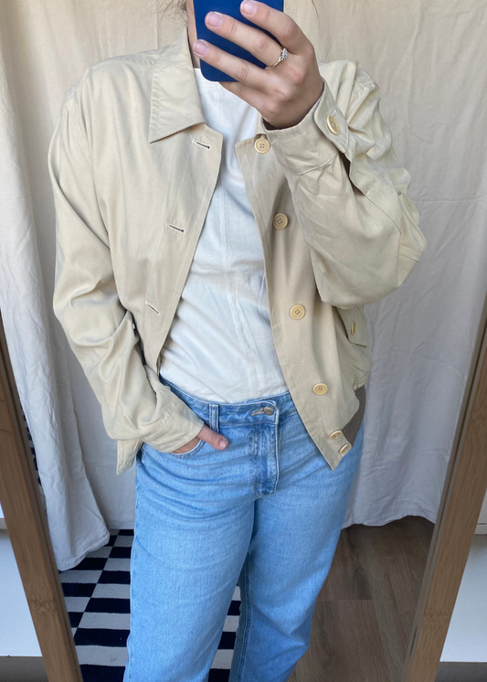 Beige zijde bomberjacket - maat M/L