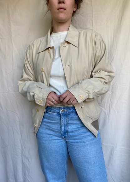 Beige zijde bomberjacket - maat M/L