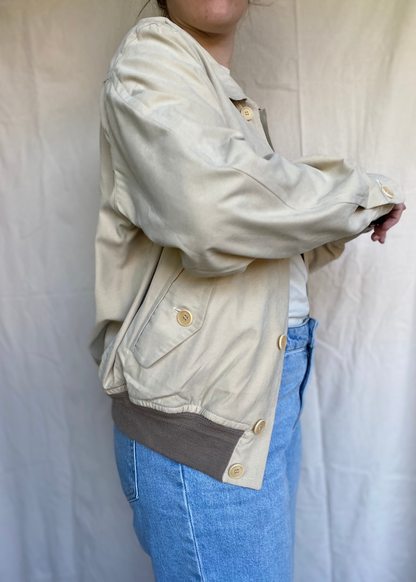 Beige zijde bomberjacket - maat M/L