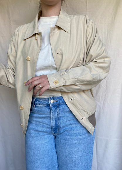 Beige zijde bomberjacket - maat M/L
