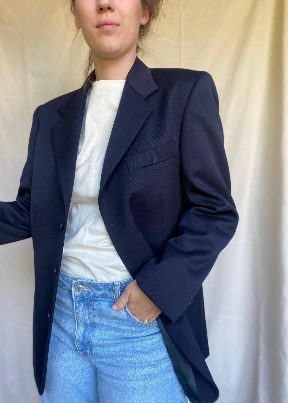 Lana wol donkerblauwe blazer - maat L