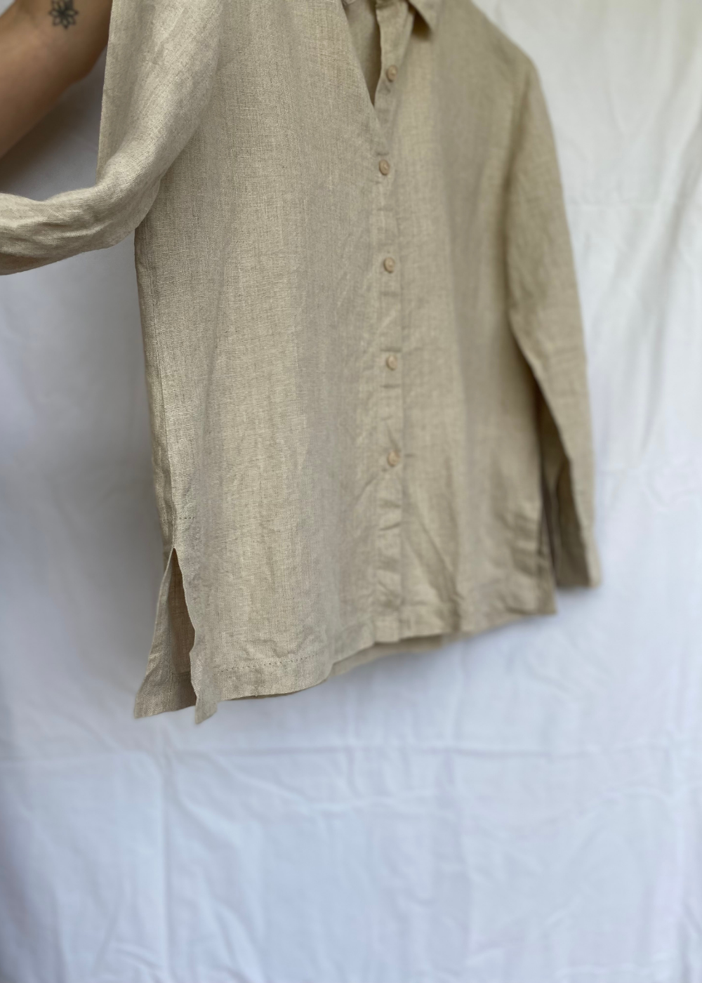 Beige linnen blouse - maat S/M