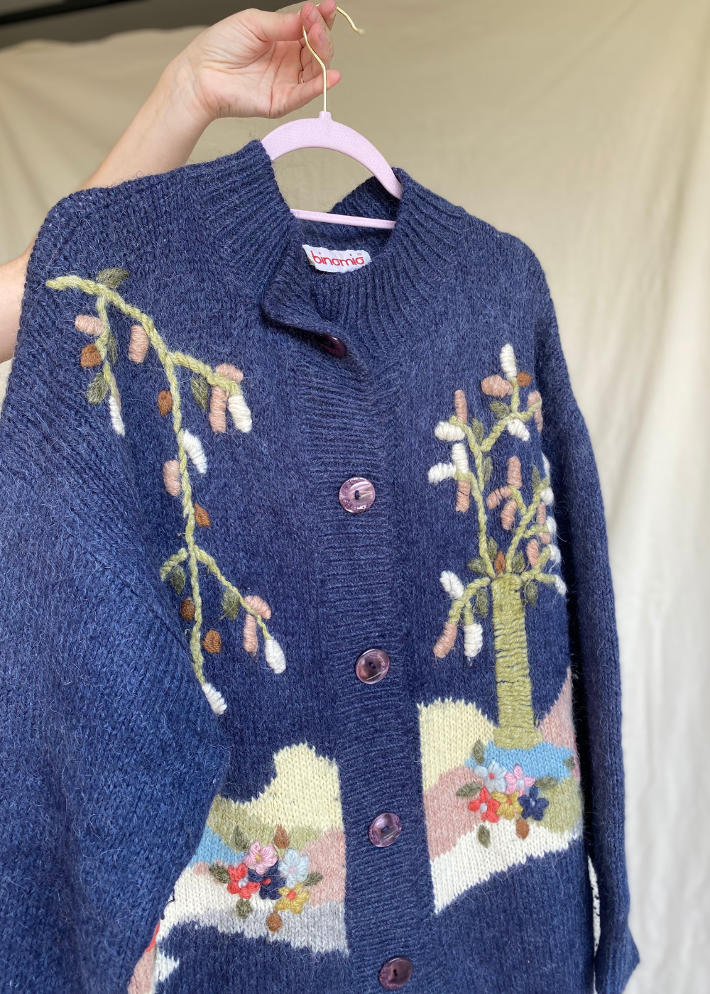 Donkerblauw vest (handgeborduurd) - maat XL/XXL
